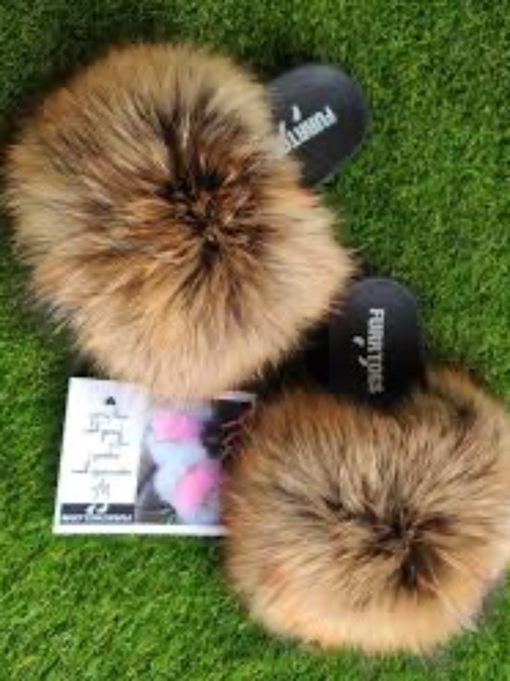 Real fox fur slides